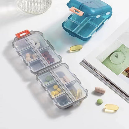 Cross-border double-layer small medicine box portable pill sub-box 10-compartment sealed medicine travel storage box wholesale - image 1