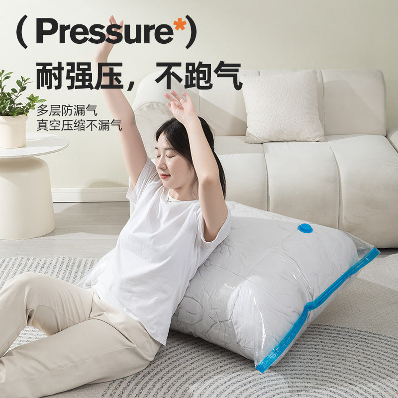 Transparent Blue Edge Vacuum Compression Bag Storage Bag Travel Clothes Storage Finishing Down Jacket Quilt Vacuum Large Size - image 2