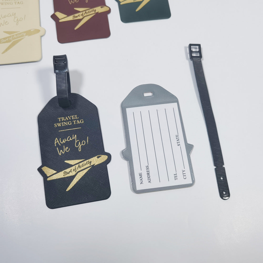 Wholesale supply of aircraft imitation leather luggage tag men's and women's suitcases tags check business cards package pendants boarding passes - image 3