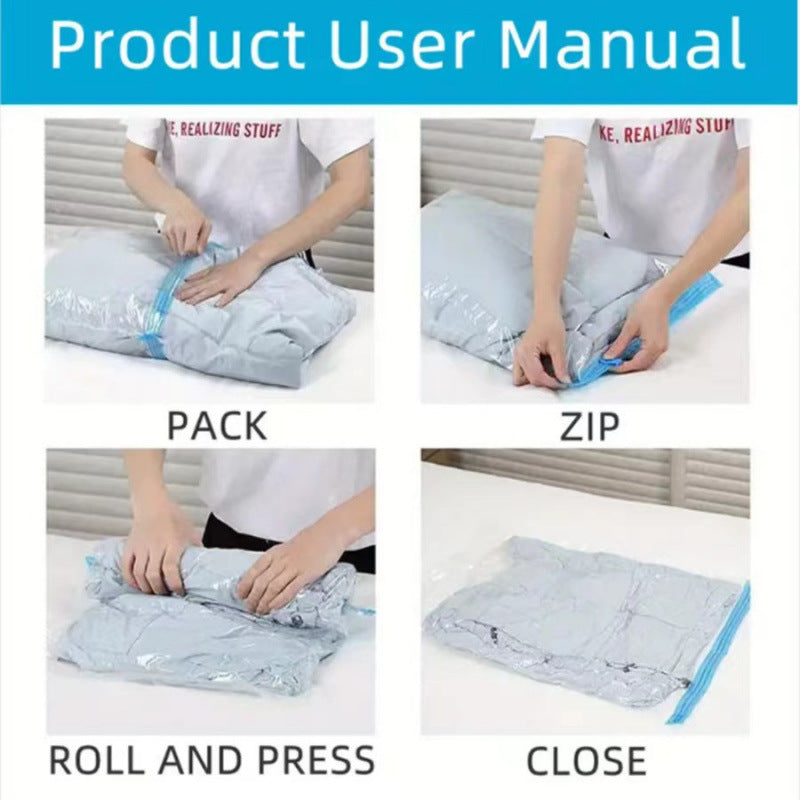 Non-pumping hand roll vacuum compression bag luggage special clothing travel storage down jacket air clothes bag - image 3