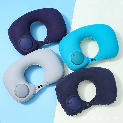 U-shaped pillow pressing inflatable pillow portable aircraft neck pillow neck travel artifact U-shaped pillow travel pillow summer ~ ~ - image 1