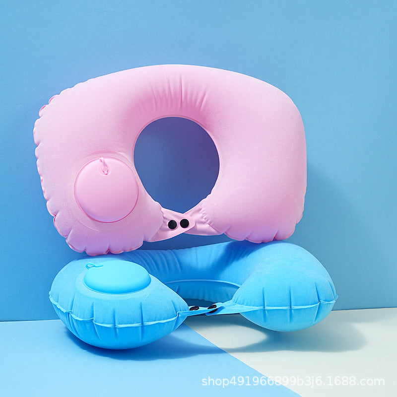 U-shaped pillow pressing inflatable pillow portable aircraft neck pillow neck travel artifact U-shaped pillow travel pillow summer ~ ~ - image 2
