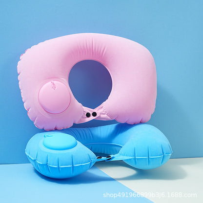 U-shaped pillow pressing inflatable pillow portable aircraft neck pillow neck travel artifact U-shaped pillow travel pillow summer ~ ~ - image 2
