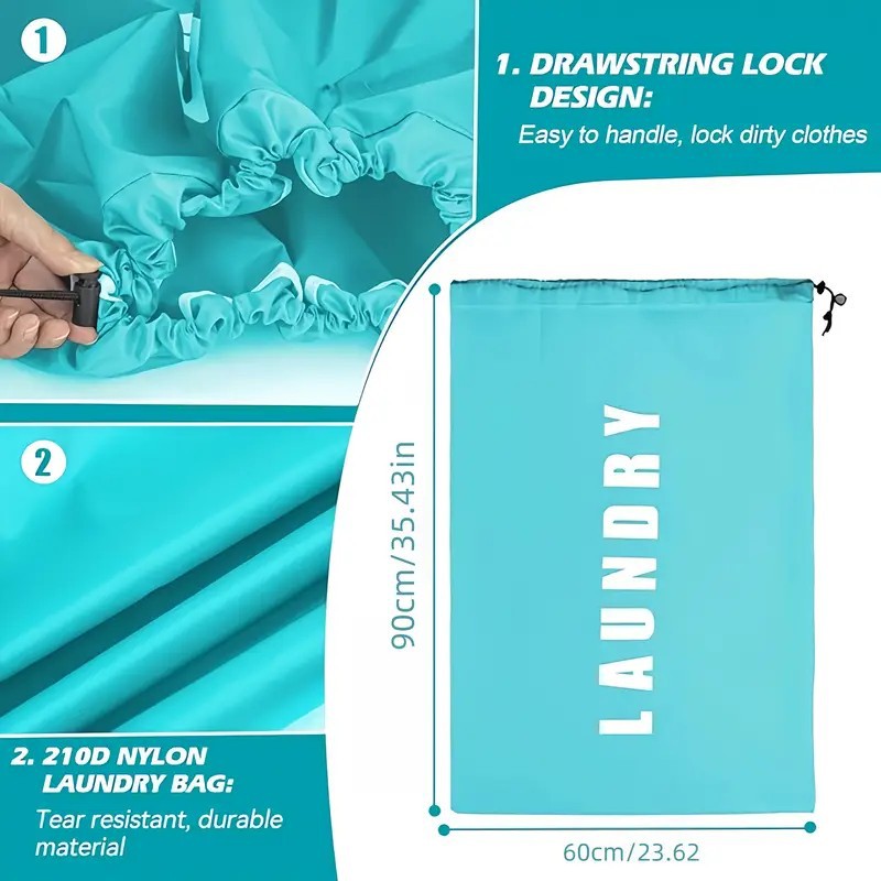 Cross-Border Storage Laundry Bag Waterproof Oxford Cloth Portable Travel Storage Bag Moving Drawstring Drawstring Dirty Clothes Bag - image 2