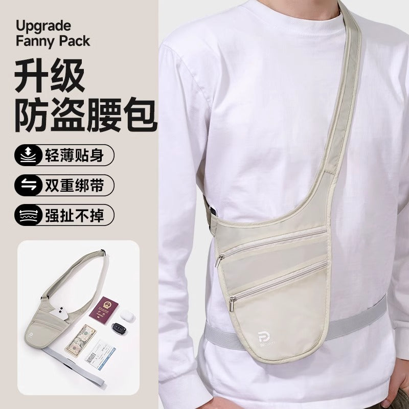Anti-theft waist bag close-fitting overseas travel European documents wallet invisible carry-on underarm anti-theft crossbody bag - image 1