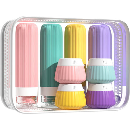Travel Leak-proof Silicone Bottling suit Multi-color Outdoor Travel Eight-in-one Silicone Bottling suit - image 3