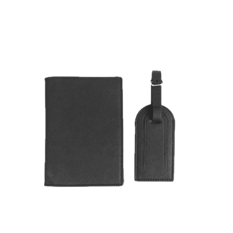 New Pu Leather Passport Holder Luggage Tag Set Travel Portable Versatile Lightweight Boarding Check-In Passport Holder Wholesale - image 5