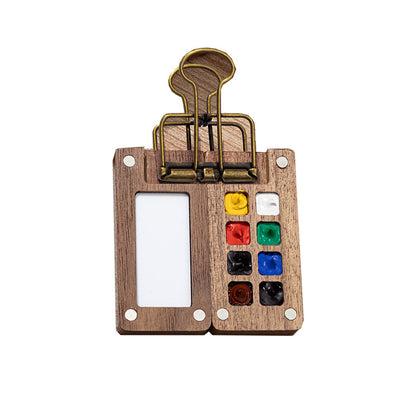 Mini Watercolor Pigment Walnut Box Portable Hand Ledger Book Sketchup Travel Painting Book Color Tone Small Sketchpad - image 5