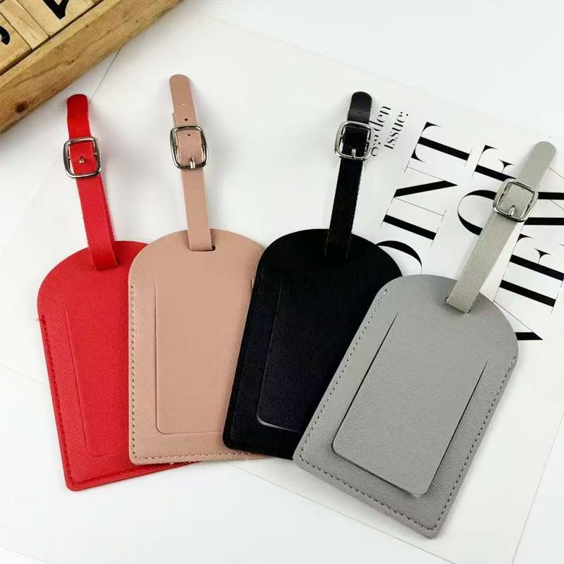 in stock wholesale multi-color pu imitation leather boarding pass card set LOGO with lanyard strap card paper luggage tag - image 1