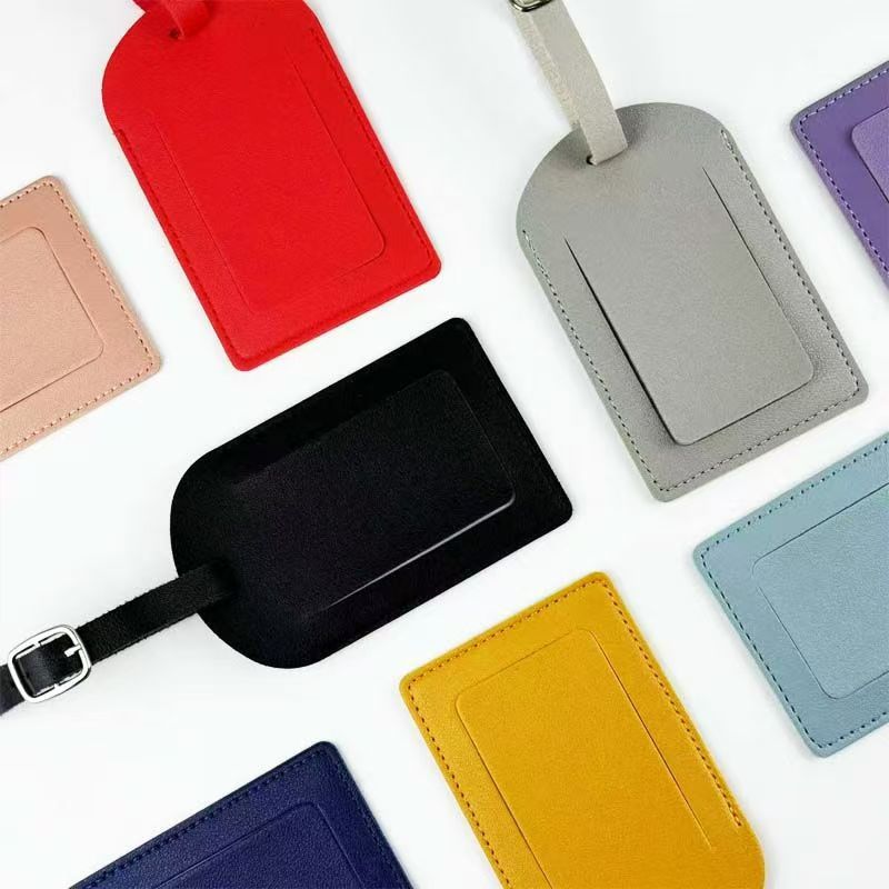 in stock wholesale multi-color pu imitation leather boarding pass card set LOGO with lanyard strap card paper luggage tag - image 2