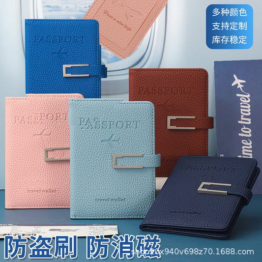 Cross-border in stock luggage tag and passbook holder notepad suit pu leather thickened handbag tag passbook set wholesale - image 1