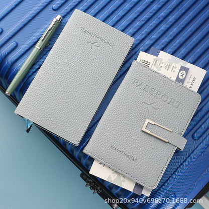 Cross-border in stock luggage tag and passbook holder notepad suit pu leather thickened handbag tag passbook set wholesale - image 4