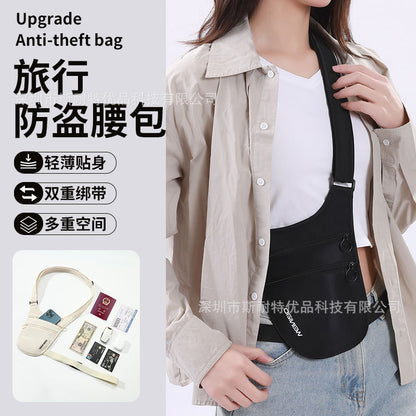 Travel Anti-theft Waist Bag Passport Certificate Wallet Body-fit Invisible Anti-theft Bag European Travel Abroad Crossbody Bag - image 1