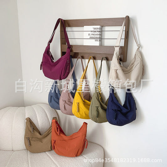 Fashion Cloth Bag Shoulder Bag Female Student 2025 New Casual Tote Bag Large Capacity Class Travel Dumpling Bag - image 1