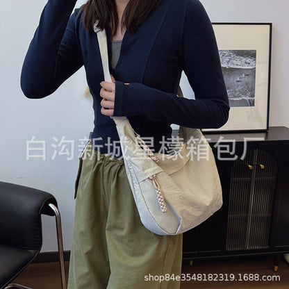 Fashion Cloth Bag Shoulder Bag Female Student 2025 New Casual Tote Bag Large Capacity Class Travel Dumpling Bag - image 2