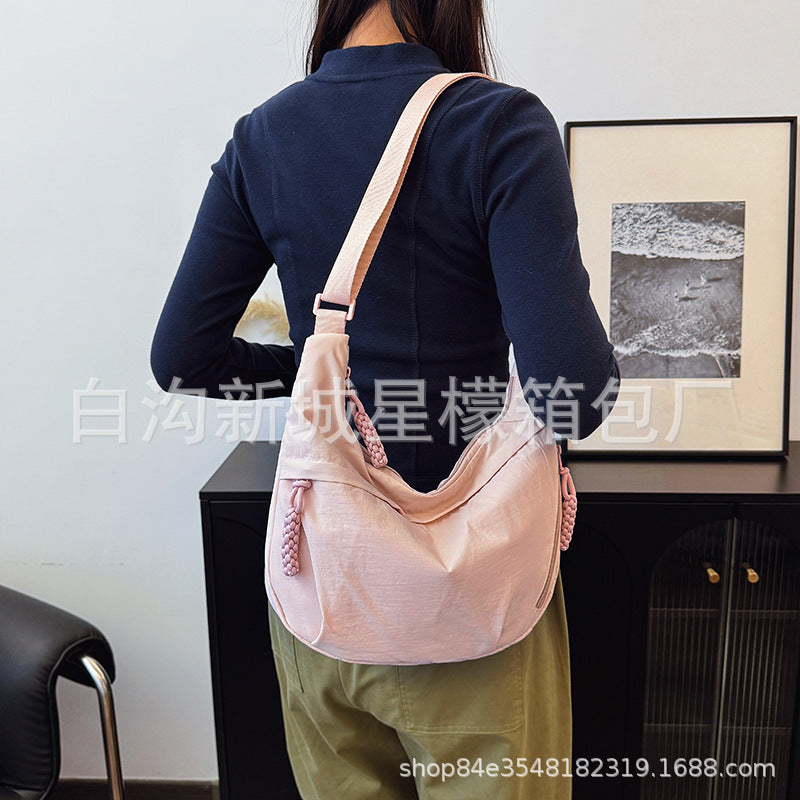 Fashion Cloth Bag Shoulder Bag Female Student 2025 New Casual Tote Bag Large Capacity Class Travel Dumpling Bag - image 3