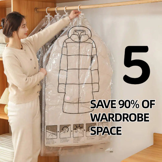 New hanging coat down jacket compression bag storage bag special air suction quilt clothes finishing bag vacuum hanging - image 2
