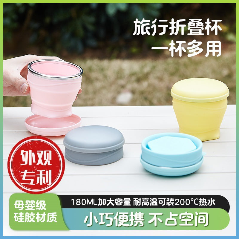 Summer Cool Macaron Portable Pocket-Sized Mouthwash Cup Travel Foldable Retractable Outdoor Hydration Silicone Water Cup - image 1