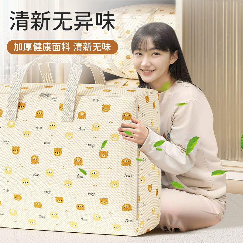 Cartoon Bear Quilt Storage Bag Large Capacity Travel Duffel Bag Clothes Quilt Bag Finishing Moving Bag - image 2
