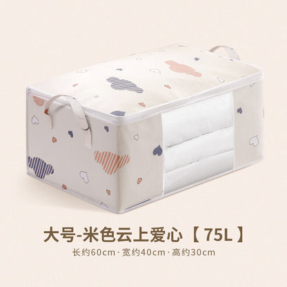 Large-Capacity Storage Bag for Home Use, Visible Clothing and Quilt Organizer Bag, Printed Fabric Moving Packing Bag, Durable - image 3