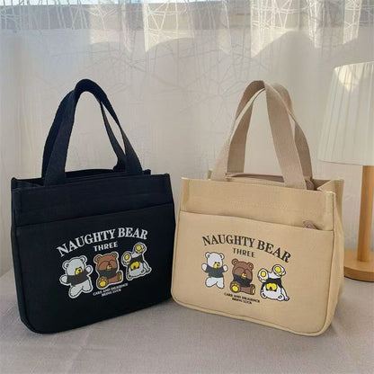 Three Little Bears Office Lunch Large Capacity Canvas Travel Lunch Box Bag Manufacturer Canvas Small Square Bag Mummy Bag - image 2