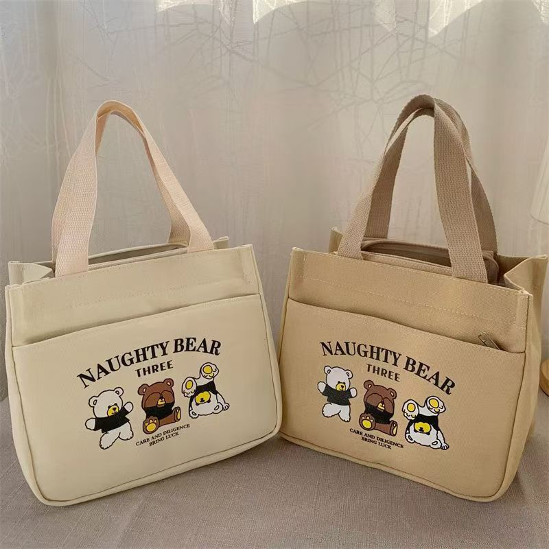 Three Little Bears Office Lunch Large Capacity Canvas Travel Lunch Box Bag Manufacturer Canvas Small Square Bag Mummy Bag - image 3