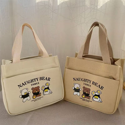 Three Little Bears Office Lunch Large Capacity Canvas Travel Lunch Box Bag Manufacturer Canvas Small Square Bag Mummy Bag - image 3