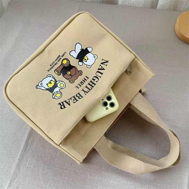 Three Little Bears Office Lunch Large Capacity Canvas Travel Lunch Box Bag Manufacturer Canvas Small Square Bag Mummy Bag - image 4