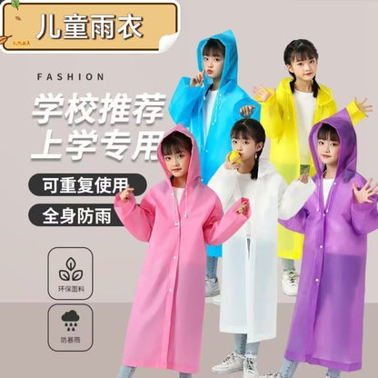 Eva Raincoat for Primary and Secondary School Students, Explosion-Proof, Thickened, Suitable for Hiking and Travel, Non-Disposable, Transparent Children's Rain Poncho - image 1