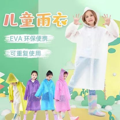 Eva Raincoat for Primary and Secondary School Students, Explosion-Proof, Thickened, Suitable for Hiking and Travel, Non-Disposable, Transparent Children's Rain Poncho - image 2