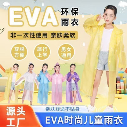 Eva Raincoat for Primary and Secondary School Students, Explosion-Proof, Thickened, Suitable for Hiking and Travel, Non-Disposable, Transparent Children's Rain Poncho - image 3