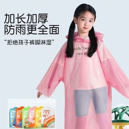 Eva Raincoat for Primary and Secondary School Students, Explosion-Proof, Thickened, Suitable for Hiking and Travel, Non-Disposable, Transparent Children's Rain Poncho - image 4