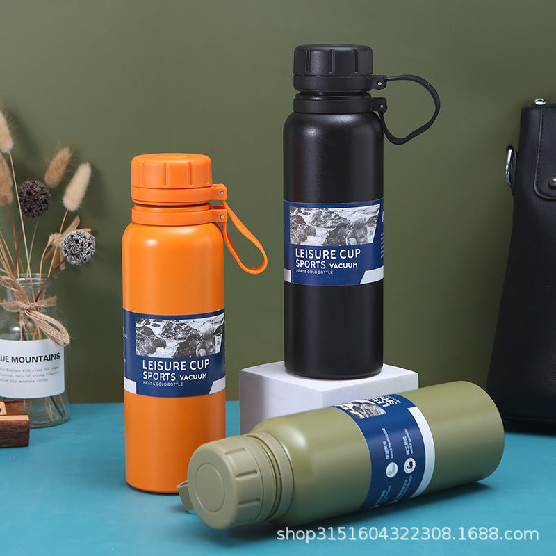 2024 New Portable Handle 304 Stainless Steel Thermos Cup Large Capacity Outdoor Portable Travel Pot Sports Water Kettle - image 2