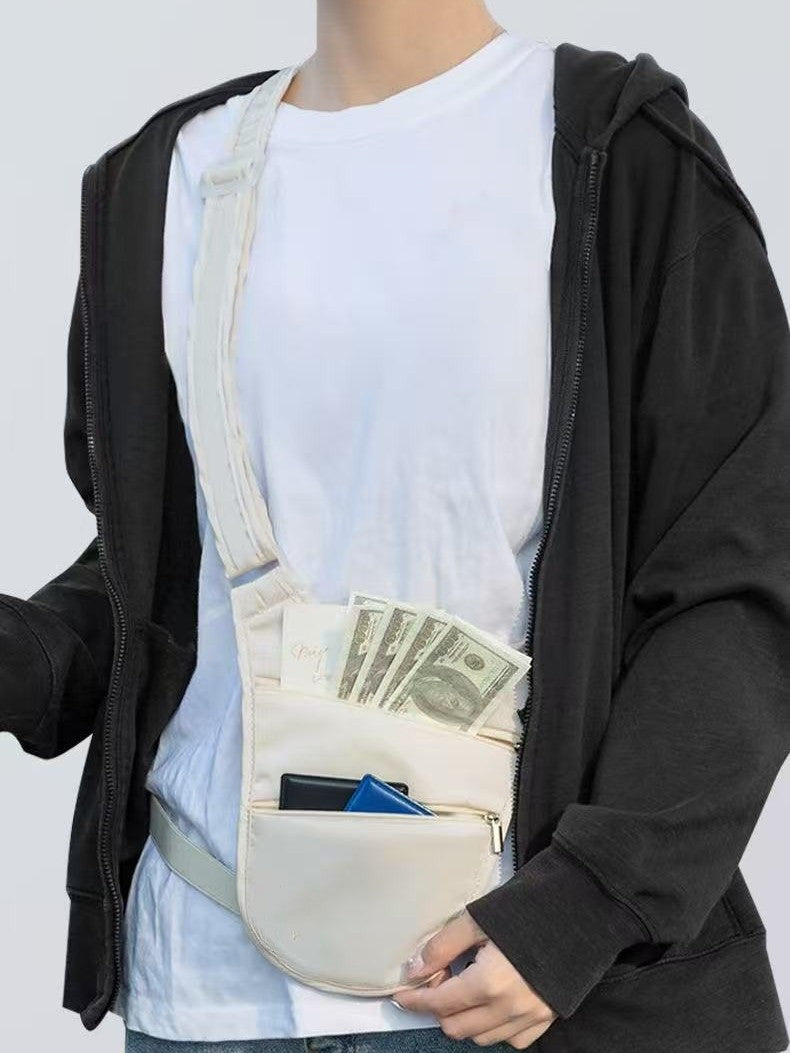 Travel Personal Waist Bag for Men and Women under Armpit Anti-Theft Passport Id Money Invisible Running Sports Ultra-Thin Shoulder Crossbody Bag - image 2