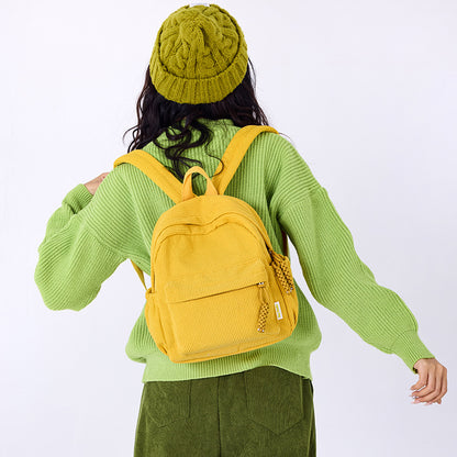 Corduroy Small Backpack for Women 2025 Winter New Japanese Style Casual Simple Versatile Travel Shopping Soft Girl Backpack - image 3
