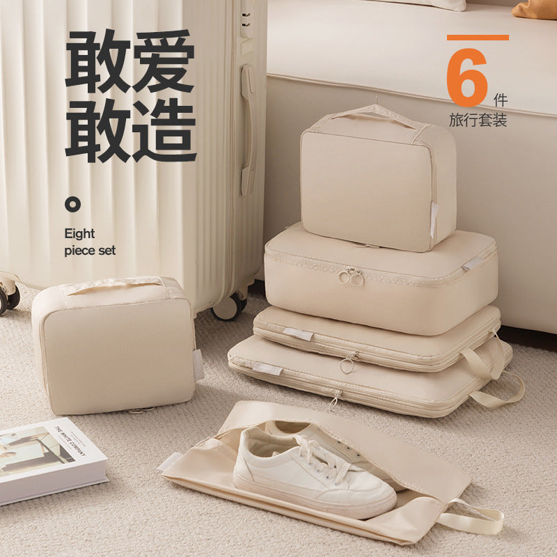 New Cross-Border Travel Storage Bag, Memory Cloth Six-Piece Set, Compressed Clothing Suitcase Storage Bag, Toiletry Organizer Bag - image 1