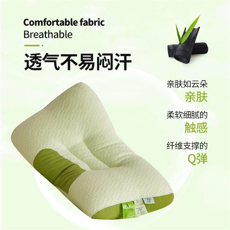 Bamboo Charcoal Anti-mite Neck Pillow Pillow Sleeping Household One Single Male and Female Student Dormitory Use Whole Head Without Collapse - image 2