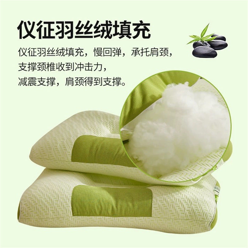 Bamboo Charcoal Anti-mite Neck Pillow Pillow Sleeping Household One Single Male and Female Student Dormitory Use Whole Head Without Collapse - image 4