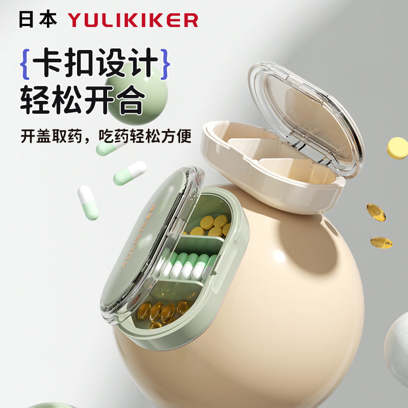 Japanese Portable Medicine Box Sub-packaging Box Moisture-proof Travel Medicine Storage Mini Three-compartment Medicine Storage Box Carry-on Medicine Storage Box - image 3