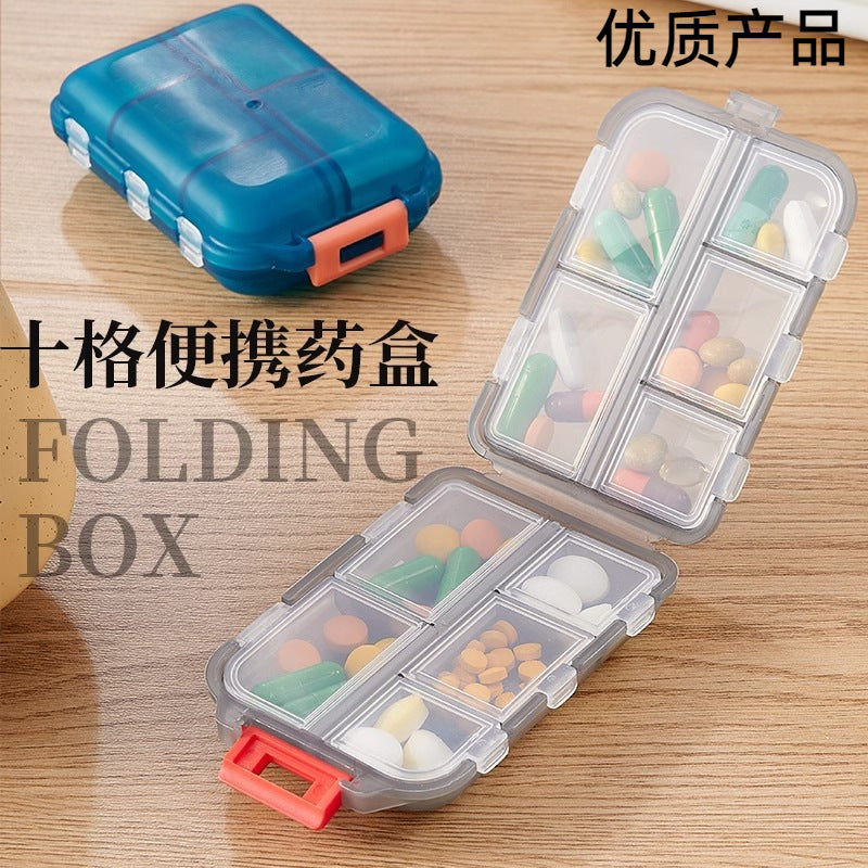 Wholesale Portable Small Medicine Box, Portable Double-Layer Medicine Box, Foldableable, Sealed and Moisture-Proof 10-Compartment Travel Pill Box in Stock - image 1
