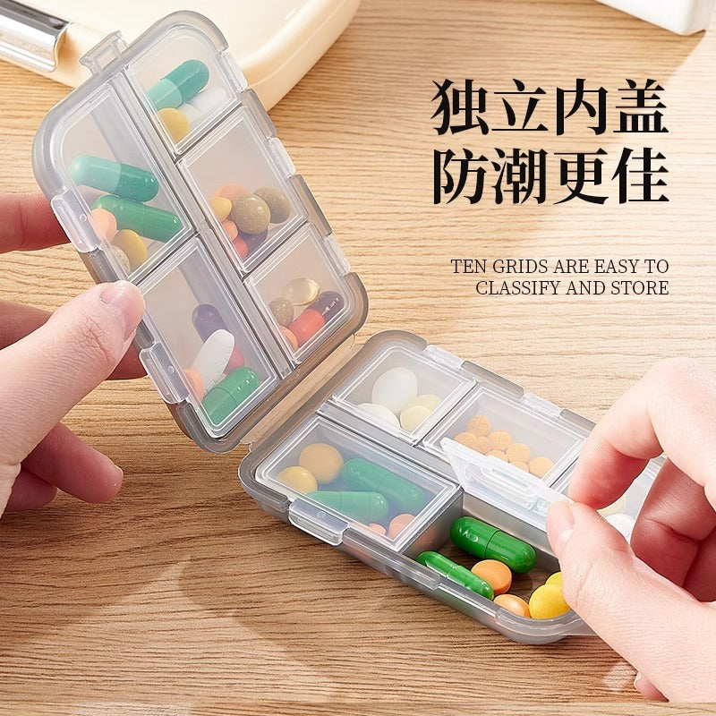 Wholesale Portable Small Medicine Box, Portable Double-Layer Medicine Box, Foldableable, Sealed and Moisture-Proof 10-Compartment Travel Pill Box in Stock - image 2
