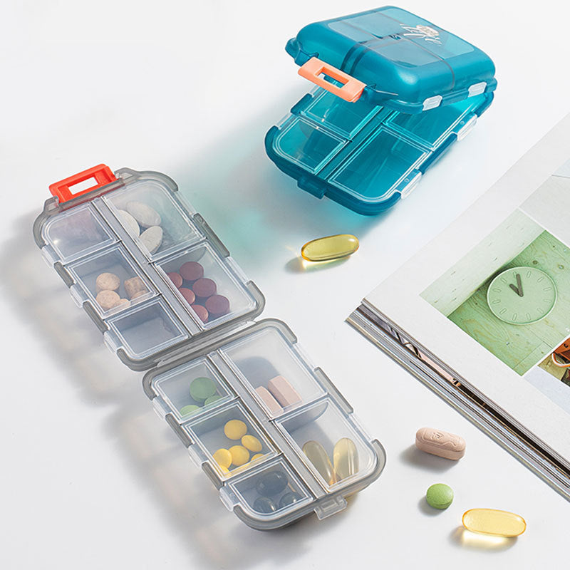 Wholesale Portable Small Medicine Box, Portable Double-Layer Medicine Box, Foldableable, Sealed and Moisture-Proof 10-Compartment Travel Pill Box in Stock - image 4