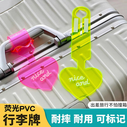 Fluorescent Luggage Tag Boarding Bag Anti-Lost Aircraft Luggage Tag Pvc Tag Accessories Travel Luggage Tag Lanyard - image 1