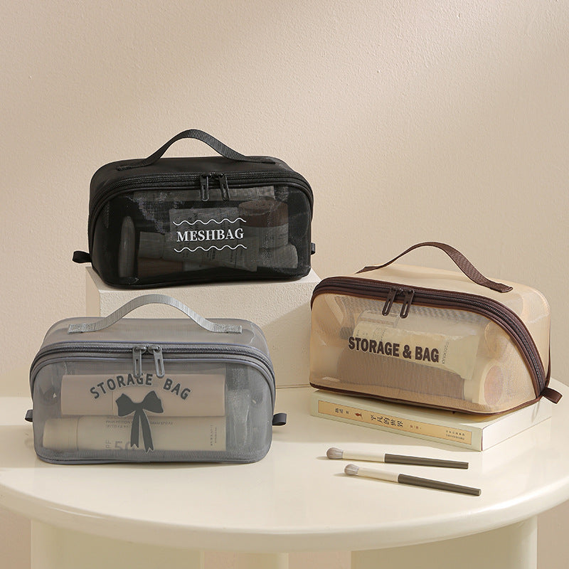 High-grade Mesh Large Capacity Pillow Bag Toiletry Bag Storage Anti-splashing Hand-held High-value Simple Toiletry Bag - image 1