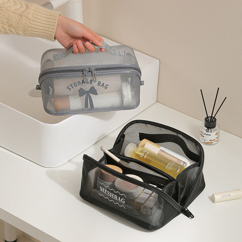 High-grade Mesh Large Capacity Pillow Bag Toiletry Bag Storage Anti-splashing Hand-held High-value Simple Toiletry Bag - image 3