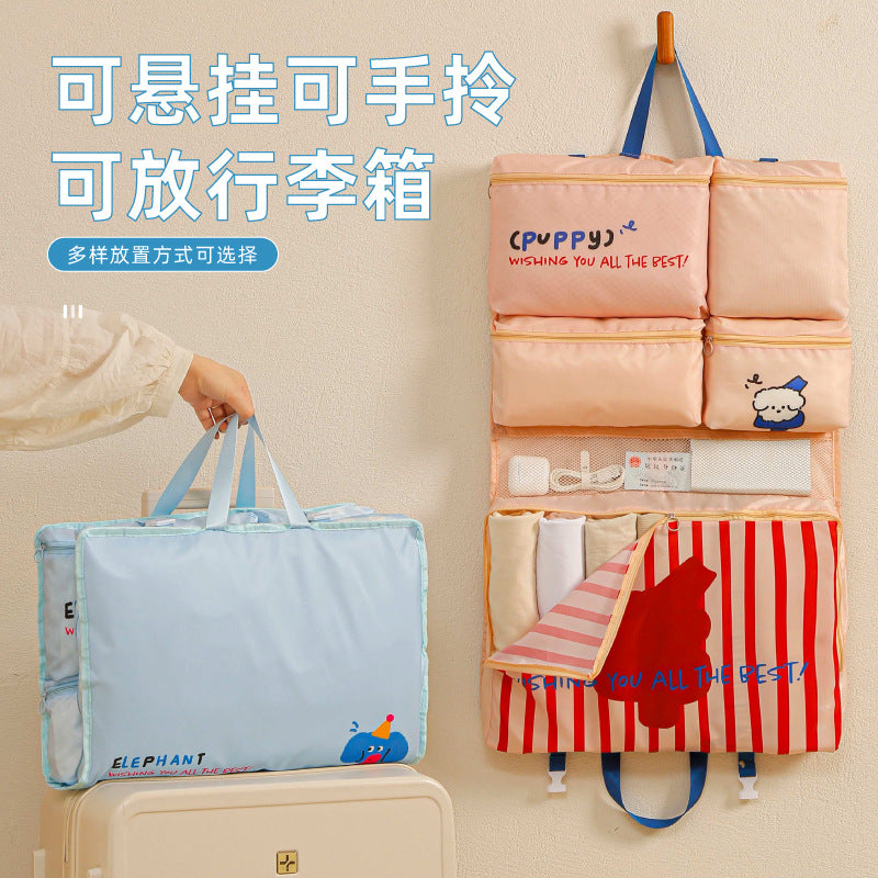 Travel Storage Bag Portable Luggage Six-in-One Fit Bag Foldable Hanging Clothes Underwear Panties Storage Bag - image 1