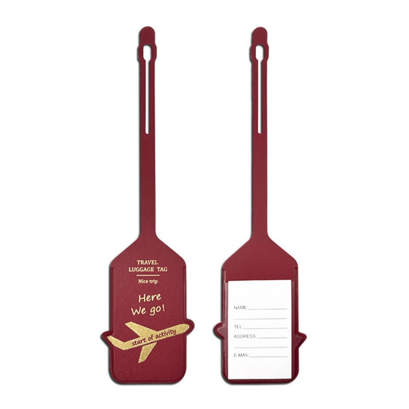 Cross-border in stock double-sided PU thickened leather luggage tag bronzing aircraft hot-pressed leather anti-lost luggage tag boarding pass - image 5