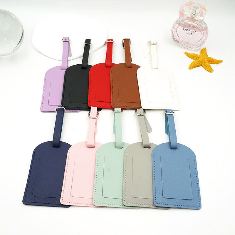 Portable Airplane Tag Pu Leather Multi-Color Boarding Pass Cross-Border Travel Horizontal and Vertical Flip Style Thickened Leather Document Luggage Tag - image 1