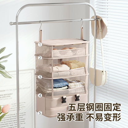 Hanging Layered Storage Bag for Business Trips, Foldableable Clothing Cosmetics Bag, Travel Hotel Wardrobe Storage Intimates Hanging Bag - image 1