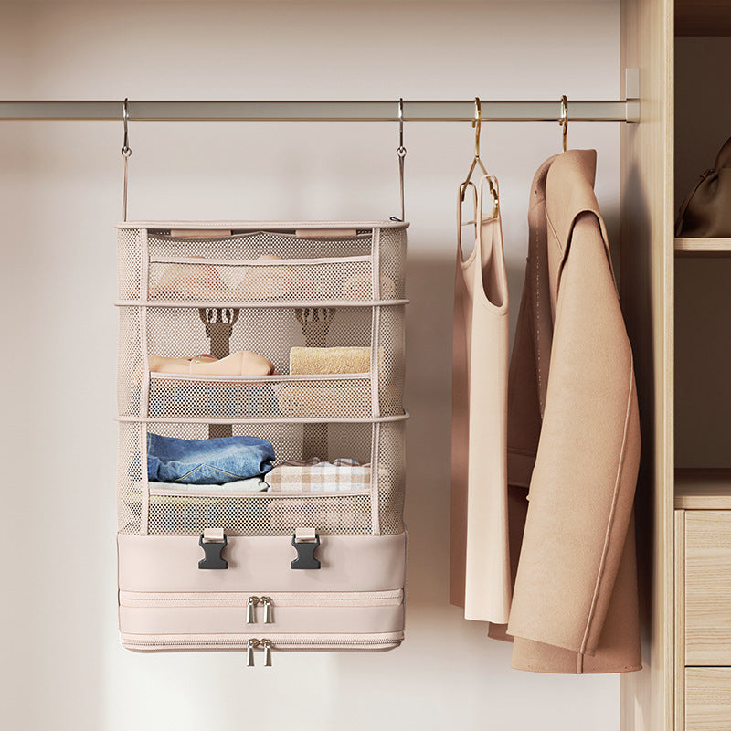 Hanging Layered Storage Bag for Business Trips, Foldableable Clothing Cosmetics Bag, Travel Hotel Wardrobe Storage Intimates Hanging Bag - image 4